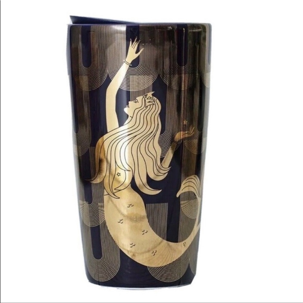 Starbucks Black & Gold Double Wall Ceramic Siren Tumbler